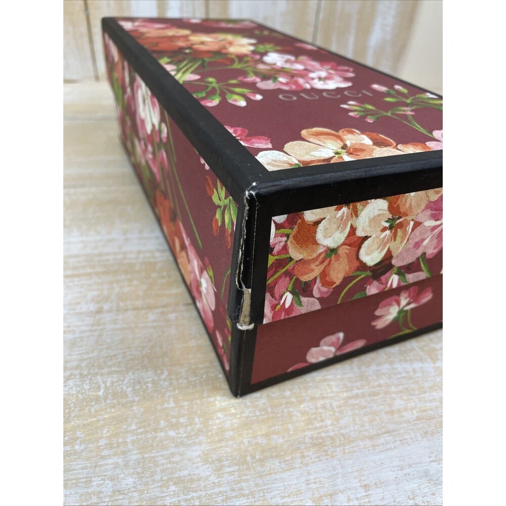 Gucci Floral Pink Blooms Accessories Storage Box 12.5 x 5.5 x 4.25 BOX ONLY - Picture 3 of 11